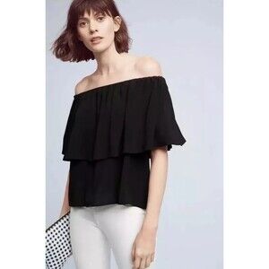 Anthropologie Holding Horses Maya Off The Shoulder Top Black